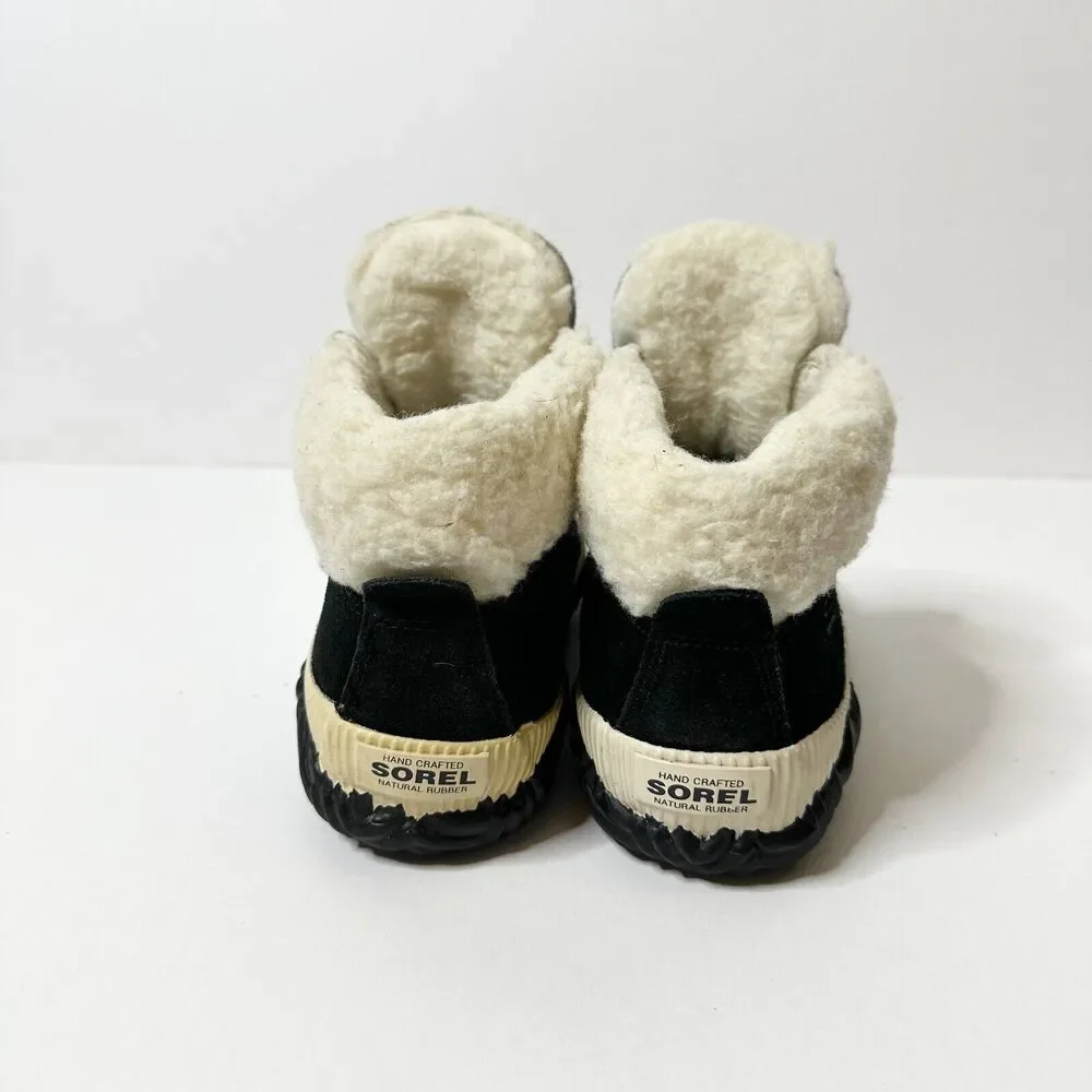 SOREL Boots Women 5 M Black Suede Shearling Rubber Sole Out N About Ankle NEW - Picture 6 of 8